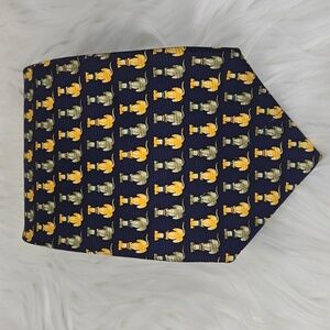 Korean Air Dog Pattern 100% Silk Navy Blue Necktie